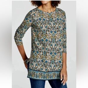 J. Jill Peacock Tapestry Print Tunic Women's Top